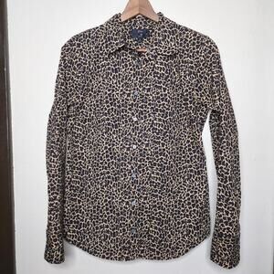 J. Crew Animal Print Slim Button Up Shirt Women's Size 8